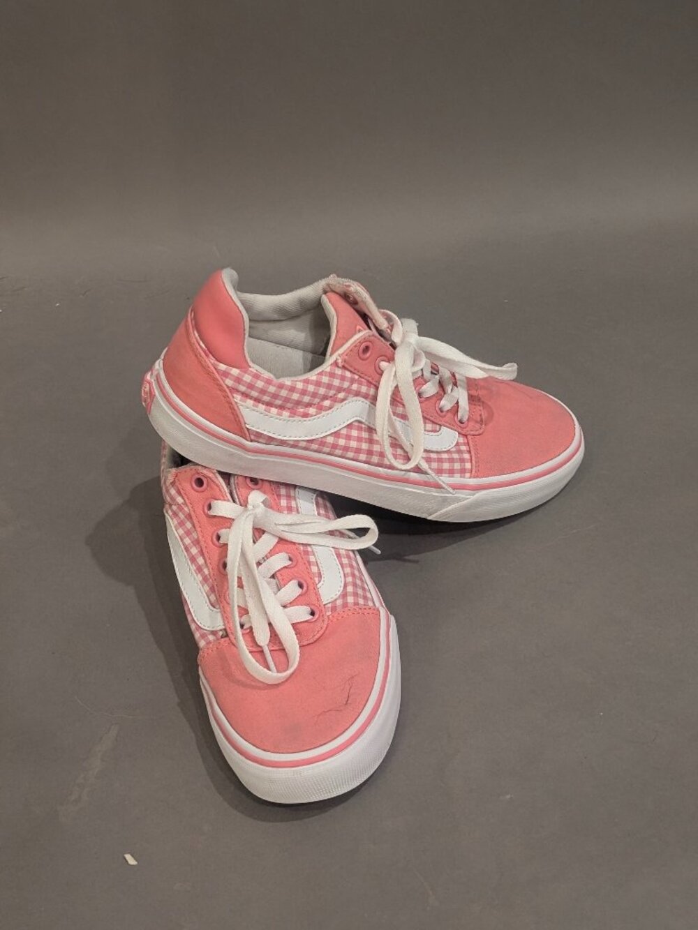 Vans Ward Lo Sneakers Pink Gingham Check Lace-Up Low Top Skate Shoe Womens 8